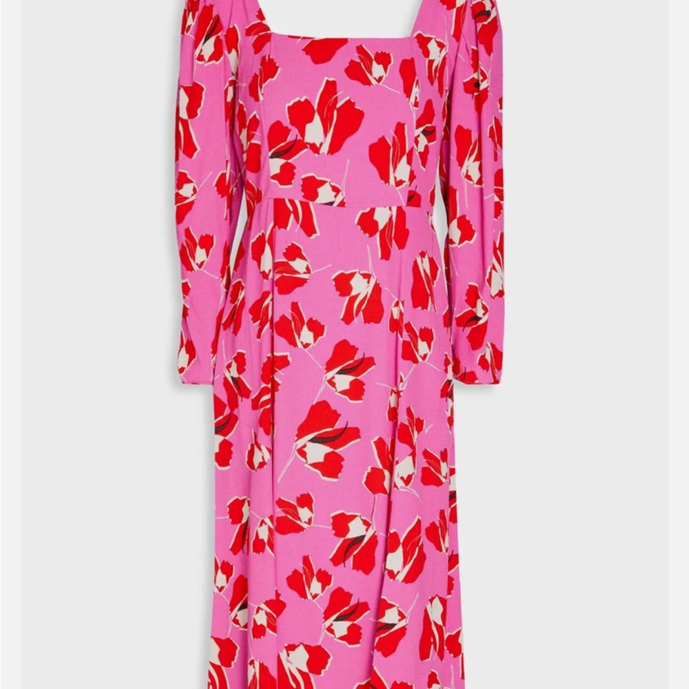 NWT DVF Floral Pink and Red Dress